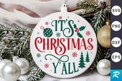 It's Christmas Y'all SVG ,Christmas Round SVG Design Product Image 1