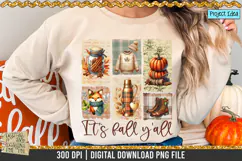 Its fall yall collage on brushstrokes is a professional design that is available at 300dpi PNG to use for Sublimation, iron-on transfer, DTG Printing and normal printing.
