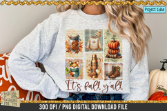 Its fall yall collage on brushstrokes is a professional design that is available at 300dpi PNG to use for Sublimation, iron-on transfer, DTG Printing and normal printing.