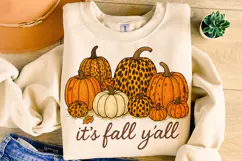 It's Fall Y'all Png, Leopard Pumpkins PNG, Fall PNG, Autumn Product Image 1