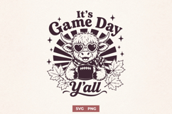 It's Game Day Y'all SVG, Highland Cow Football PNG Design Product Image 1