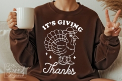 Its Giving Thanks SVG PNG - Thanksgiving SVG - Cowboy Turkey Product Image 2