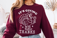 Its Giving Thanks SVG PNG - Thanksgiving Cowboy Turkey Wine Product Image 2