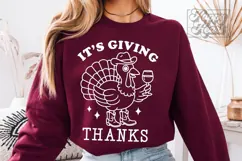 Its Giving Thanks SVG PNG - Thanksgiving Cowboy Turkey Wine Product Image 2