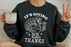 Its Giving Thanks SVG PNG - Thanksgiving Cowboy Turkey Wine Product Image 3