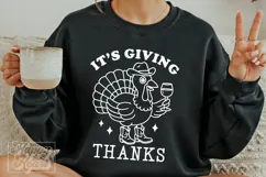 Its Giving Thanks SVG PNG - Thanksgiving Cowboy Turkey Wine Product Image 3