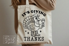 Its Giving Thanks SVG PNG - Thanksgiving Cowboy Turkey Wine Product Image 4