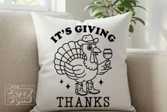 Its Giving Thanks SVG PNG - Thanksgiving Cowboy Turkey Wine Product Image 5
