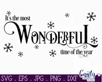 Most Wonderful Time Of The Year Snowflake Christmas Sign Svg Product Image 2