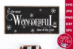 Most Wonderful Time Of The Year Snowflake Christmas Sign Svg Product Image 1