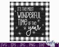 Most Wonderful Time Plaid Christmas Farmhouse Sign Svg Product Image 2