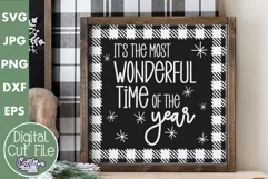 Most Wonderful Time Plaid Christmas Farmhouse Sign Svg Product Image 1