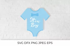 Its a boy on baby onesie. Baby Shower SVG Product Image 1