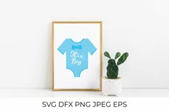 Its a boy on baby onesie. Baby Shower SVG Product Image 2