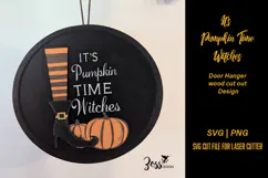 It's Pumpkin Time Witches Halloween Door Sign SVG Design Product Image 1