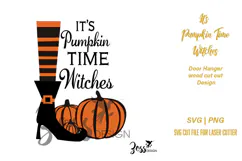 It's Pumpkin Time Witches Halloween Door Sign SVG Design Product Image 2