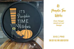 It's Pumpkin Time Witches Halloween Door Sign SVG Design Product Image 3
