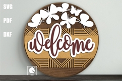 Butterfly Welcome Sign SVG | Farmhouse Summer Welcome Sign Product Image 1