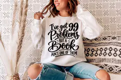 This reading quote cut file features a vertically stacked arrangement of black lettering, oversized cursive words, expressive loops, and small accent marks.