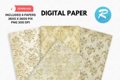 Ivory Damask Digital Paper, Ivory Damask Background Product Image 1