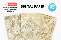 Ivory Damask Digital Paper, Ivory Damask Background Product Image 1