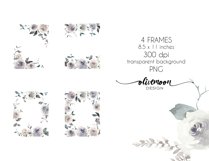 ivory white watercolor floral frames clipart