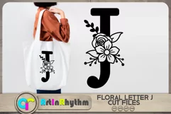Floral letter J svg cut file / Botanical alphabet SVG Product Image 1