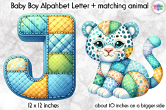 Cute Patchwork Baby Alphabet and Baby Animals PNG, Monogram Product Image 1