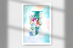 Spring Watercolor Letter. Monogram J. Sublimation Design. Product Image 4