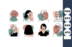 Diverse women portraits with abstract shapes modern minimal Product Image 1