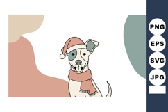 Dog wearing scarf and santa hat in minimal style with beige Product Image 1