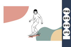 Skateboarder performing tricks with abstract shapes backgrou Product Image 1