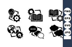 Technology and communication icons with gears and speech bub Product Image 1