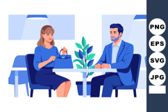 Businessman and businesswoman discussing work in modern offi Product Image 1