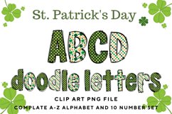 St Patrick&#039;s day Doodle Alphabet Shamrock Letters Hand Drawn Product Image 1