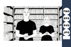 Two people standing in black shirts with clasped hands in fr Product Image 1