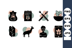 Set of nature and lifestyle icons including fire, clipboard, Product Image 1