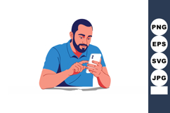Man using smartphone browsing social media application with Product Image 1