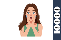 Young woman surprised with open mouth and hands on cheeks ex Product Image 1
