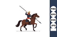 Medieval knight riding horse with spear vector illustration Product Image 1