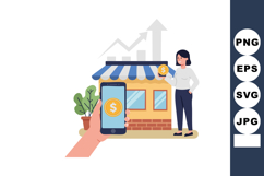 Small business owner using mobile payment app for store sale Product Image 1