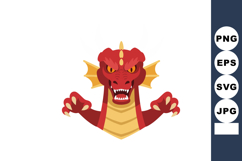 Red dragon head fierce mythical creature with golden wings a Product Image 1
