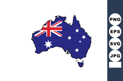 Australia map silhouette with national flag overlay vector g Product Image 1