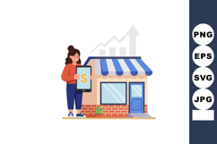 Small business owner holding tablet with dollar sign in fron Product Image 1