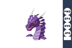 Purple dragon head with sharp teeth and white horns fantasy Product Image 1
