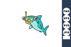 Cartoon shark character wearing snorkeling mask and tube und Product Image 1