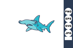 Hammerhead shark cartoon vector design with blue color and p Product Image 1