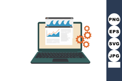 Laptop computer with data analytics charts and gear wheels s Product Image 1