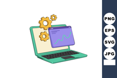 Laptop with gears and analytics chart showing data growth an Product Image 1