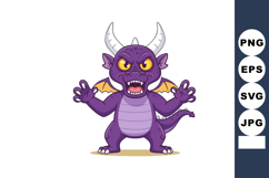 Purple cartoon dragon monster with horns and wings showing a Product Image 1